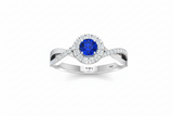 Round Sapphire Diamond Halo Azure Brilliant Solitaire