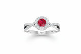 Precious Round Ruby Diamond Halo Solitaire