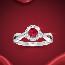 Load image into Gallery viewer, Precious Round Ruby Diamond Halo Solitaire