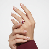 Precious Round Ruby Diamond Halo Solitaire