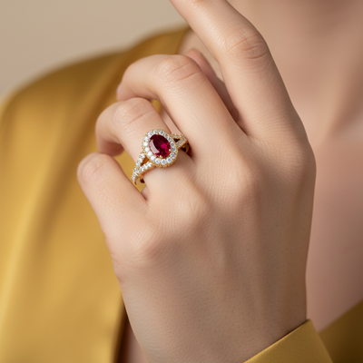 Oval Cut Ruby Brilliant Diamond