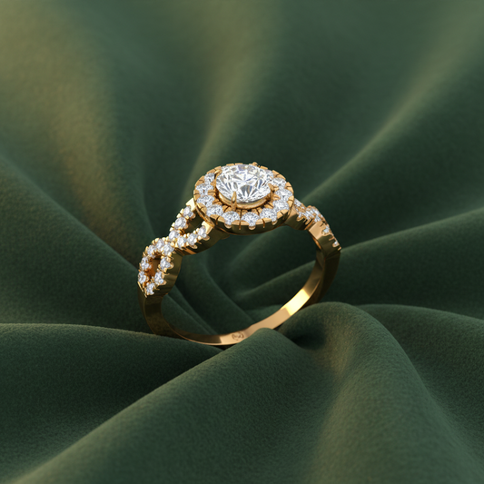 Round Halo Infinity Twist Pavé Ring