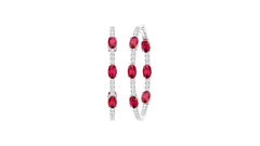 Oval Ruby Diamond Inside-Out Hoop Earrings