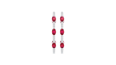 Oval Ruby Diamond Inside-Out Hoop Earrings