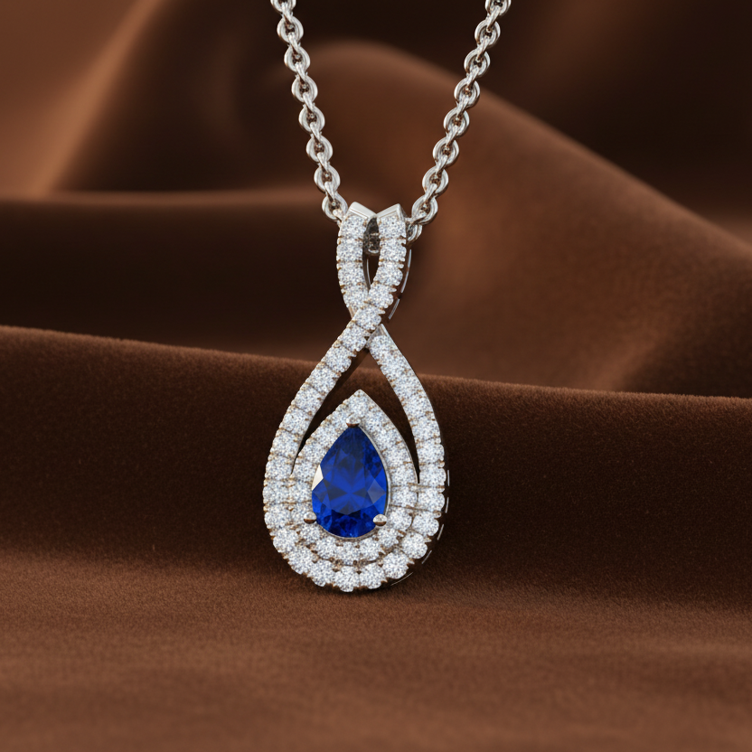 Precious Pear Sapphire DiamondJewelled Floating
