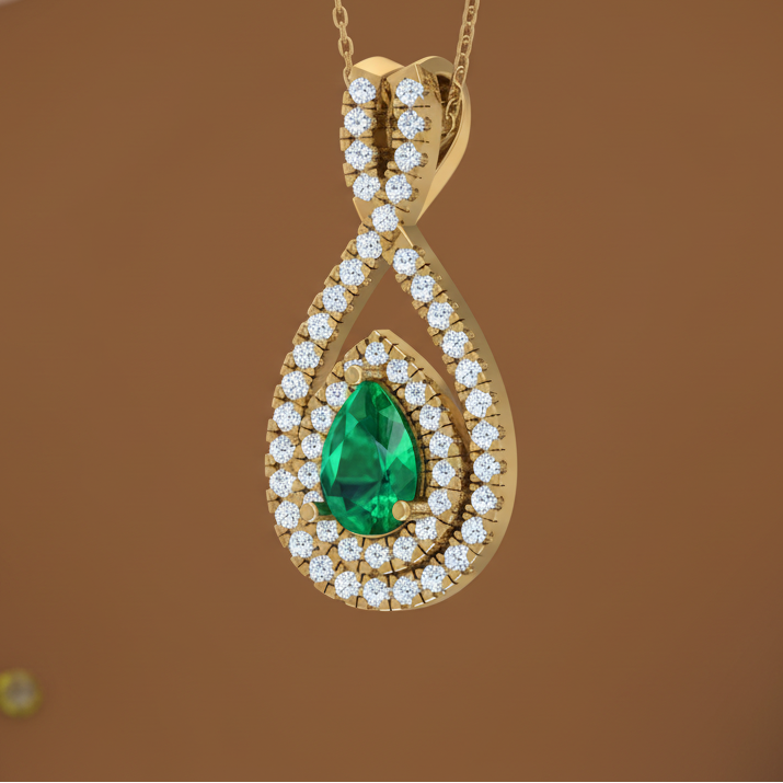 Emerald Pear-Cut Infinity Diamond