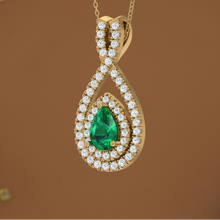 Load image into Gallery viewer, Emerald Pear-Cut Infinity Diamond