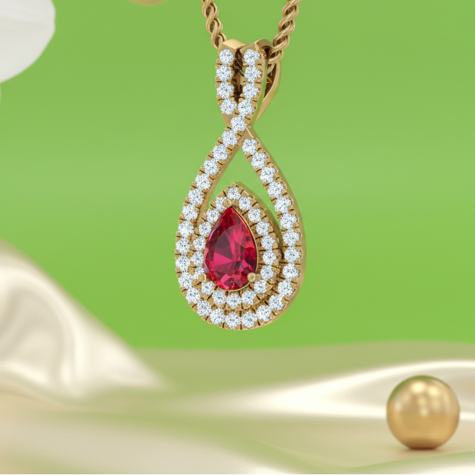 Ruby Pear-Cut Infinity Diamond
