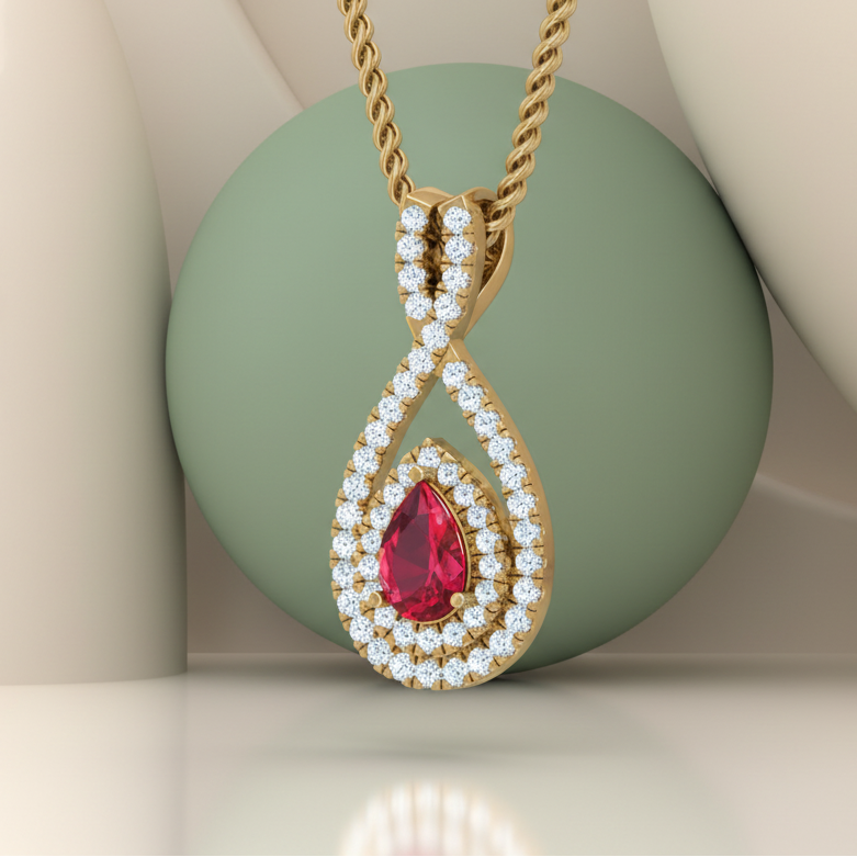 Ruby Pear-Cut Infinity Diamond