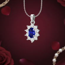 Load image into Gallery viewer, Oval Sapphire Floral Halo Diamond