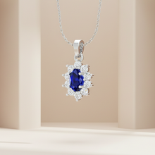 Load image into Gallery viewer, Oval Sapphire Floral Halo Diamond