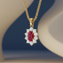 Load image into Gallery viewer, Oval Ruby Floral Halo Diamond