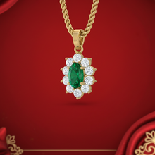 Load image into Gallery viewer, Precious Oval Emerald Diamond Artisan Minimal Crown