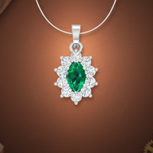 Load image into Gallery viewer, Oval Emerald Floral Halo Diamond