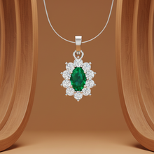Load image into Gallery viewer, Oval Emerald Floral Halo Diamond
