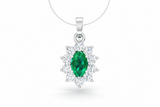Oval Emerald Floral Halo Diamond