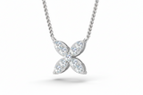 Classic Diamond Flower Cluster Necklace With Chain