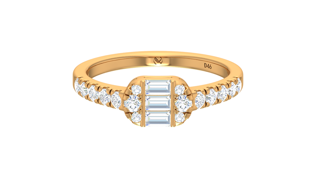Linear Triple Stone Art Deco