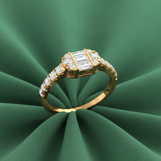 Linear Triple Stone Art Deco Diamond