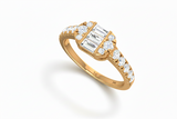 Linear Triple Stone Art Deco Diamond