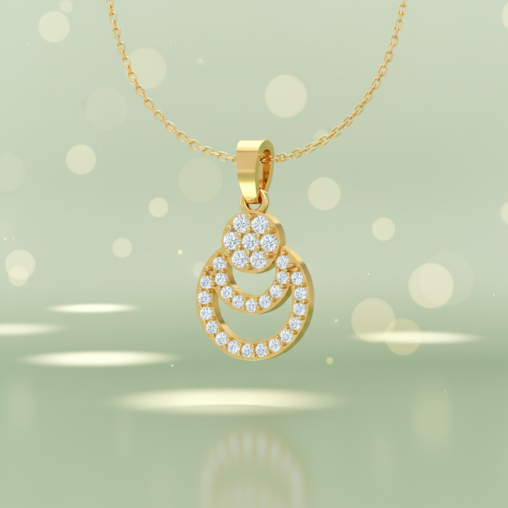 Elegant Cascading Diamond Oval Drop  Pendant