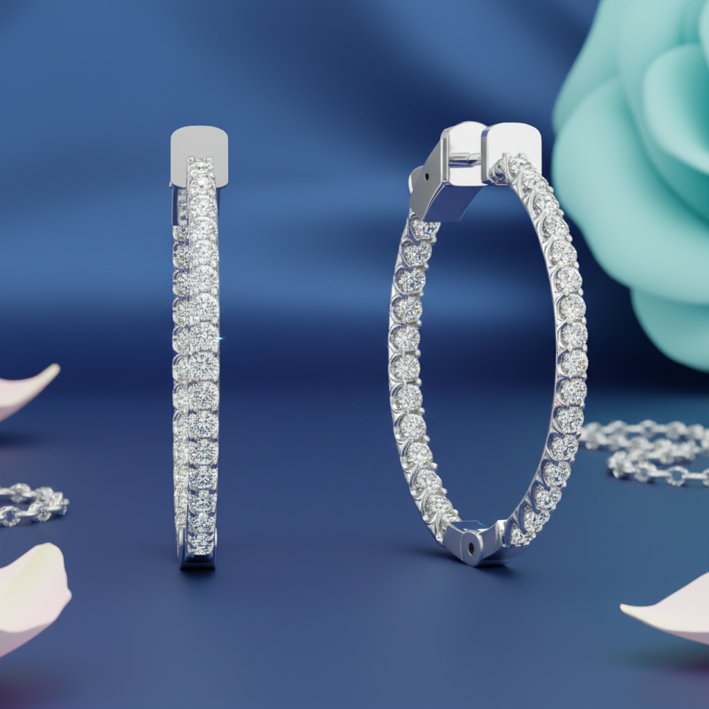 Brilliant Cut Diamond Solitaire Hoop Earrings