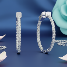 Load image into Gallery viewer, Brilliant Cut Diamond Solitaire Hoop Earrings