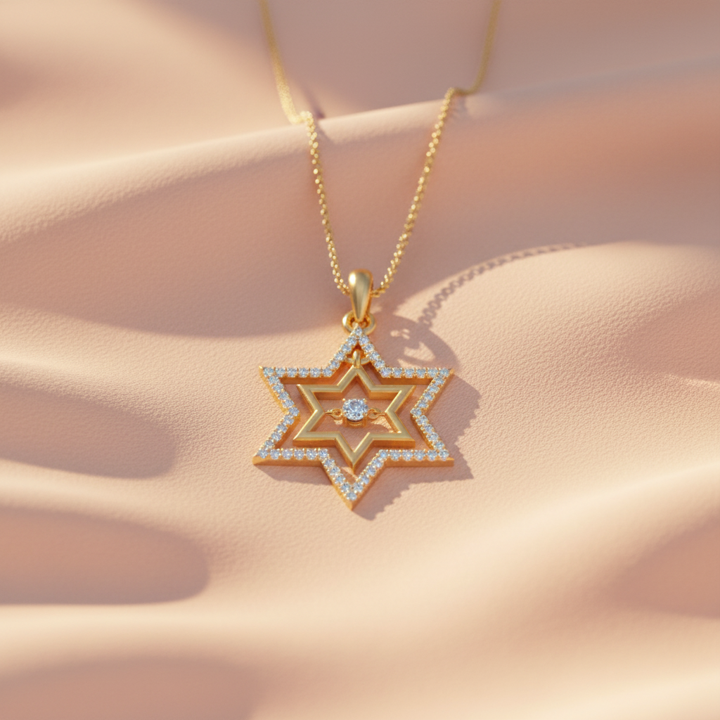 Interwoven Gold Jewish Star Pendant