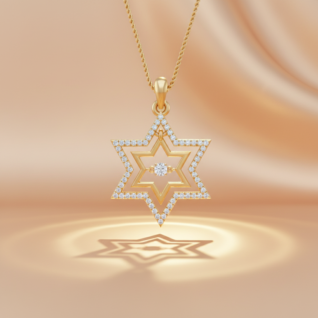 Interwoven Gold Jewish Star Pendant