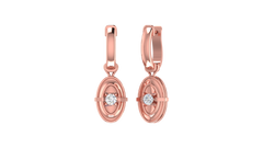 Oval Geometric Round Diamond Drop Earrings