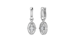 Oval Geometric Round Diamond Drop Earrings
