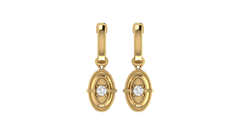 Oval Geometric Round Diamond Drop Earrings