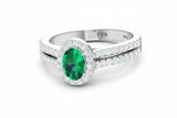 Oval Emerald Gemstone Diamond Lush Encrusted Halo