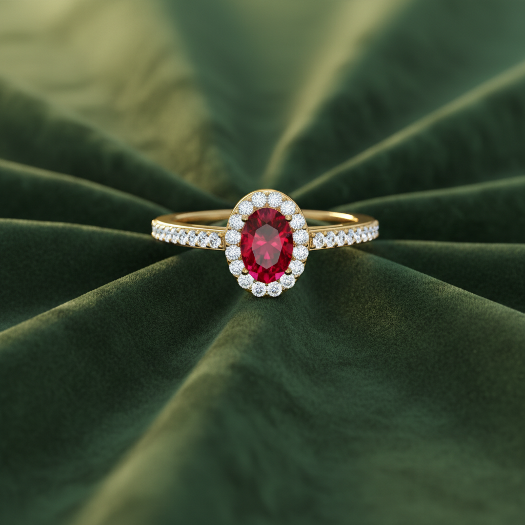 Lenticular Crimson Centrepiece Oval-Round Chromatic-Tension Opulent Luxe