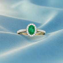 Load image into Gallery viewer, Round Diamond &amp; Oval Emerald
