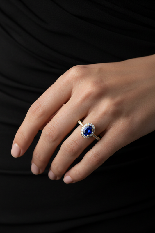 Round Diamond & Oval Sapphire