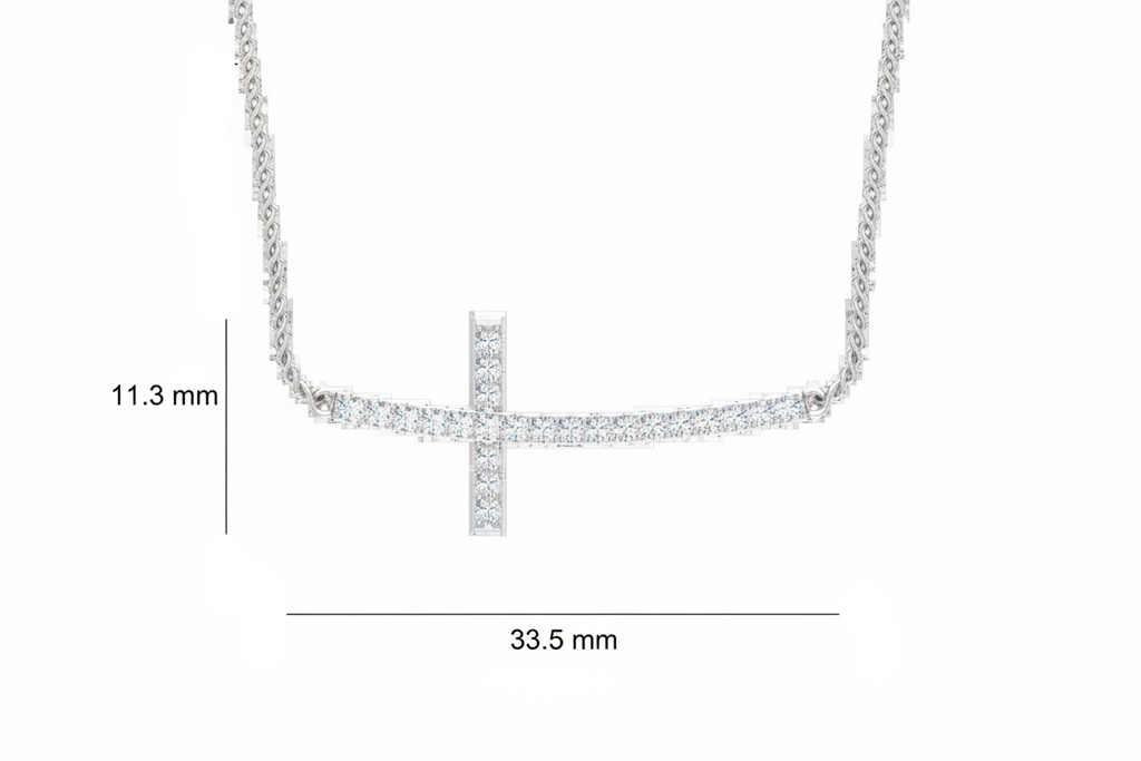 Horizontal Cross Silhouette Encrusted Rotated-Symbol Contemporary