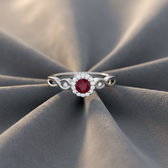 Center Stone Ruby With Diamond Approx Half Cttw