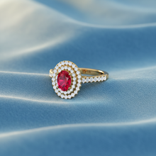 Load image into Gallery viewer, Oval Ruby Natural Diamond Illustrious Encrusted Surround