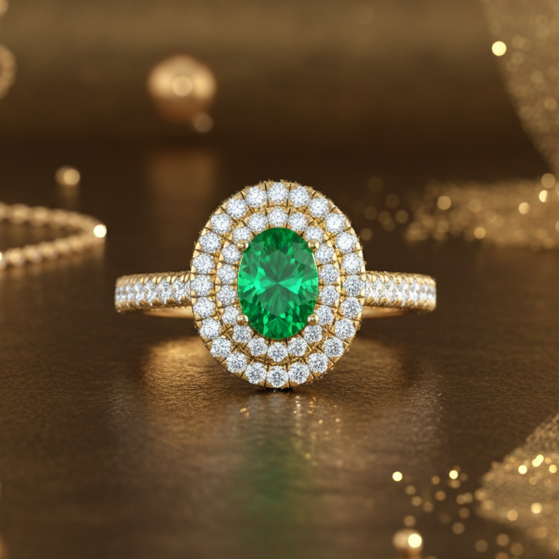 Oval Emerald Halo Splendor
