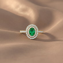 Load image into Gallery viewer, Oval Emerald Halo Splendor