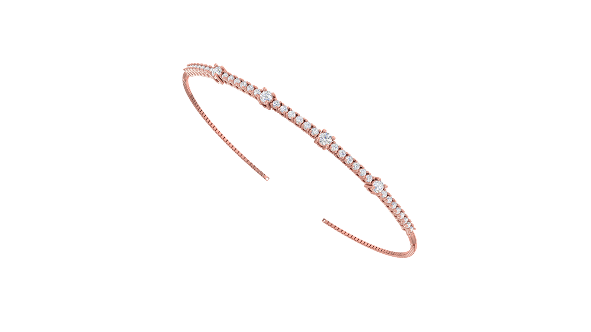 Single Row Round Clear Crystal Eternity Link Bracelet