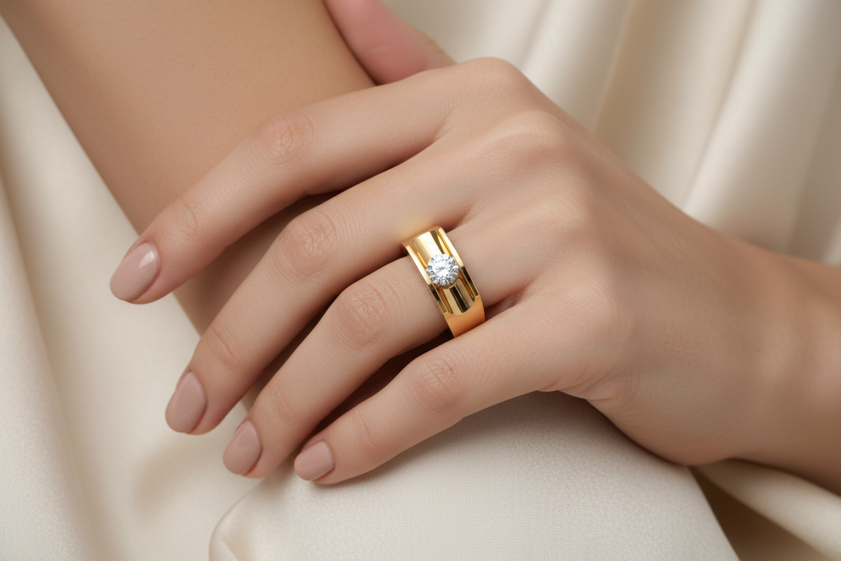 Minimalist Solitaire Diamond Band