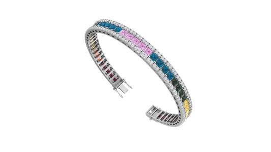 Three Row Princess Cut Channel Bracelet