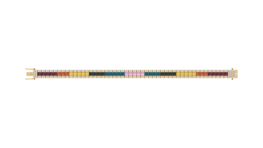 Three Row Princess Cut Channel Bracelet