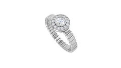 Textured Ribbed Shank Diamond Statement Ring