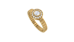 Textured Ribbed Shank Diamond Statement Ring