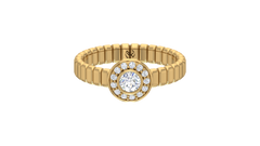Textured Ribbed Shank Diamond Statement Ring