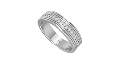 Ribbed Multi-Tiered Geometric Wedding Band