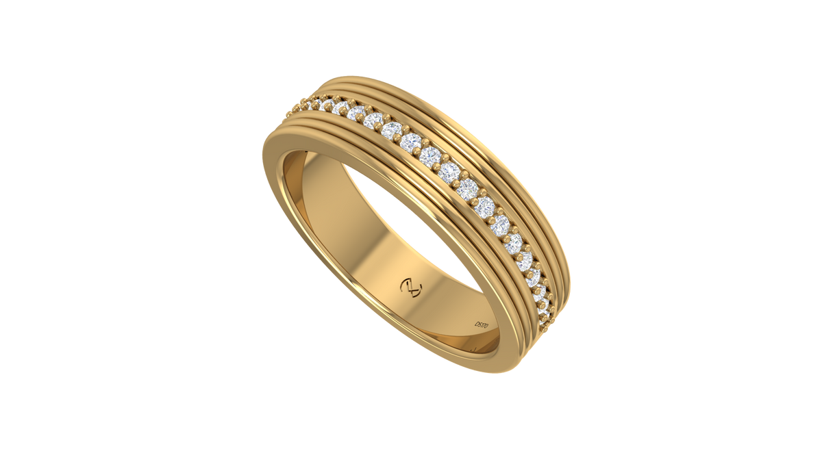 Ribbed Multi-Tiered Geometric Wedding Band